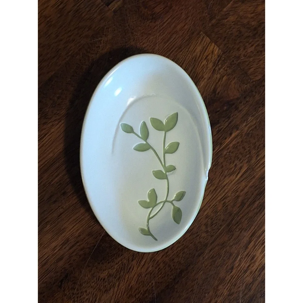 Bed Bath & Beyond Spring Lake Ceramic Bathroom Set Sage Green Leaf 3 Piece